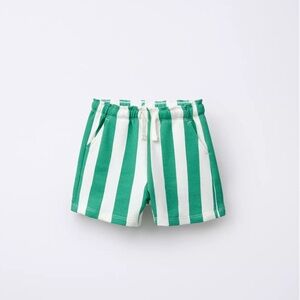 Zara Kids Green and White Striped Shorts